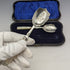 Early 20th Century British Antique White Pearl Shell Handle Jam Spoon Pair Boxed